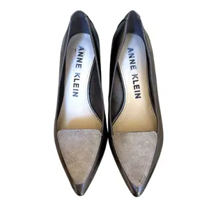 Anne Klein Patent‎ Leather Pointed Toe Shoes Heels Gun Metal Silver Size 8 thumbnail 2