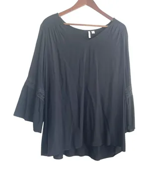 Cato Women Boho Witchy Bell Sleeve Top 18/20W Black Lace Trim Whimsigoth Peasant thumbnail 1