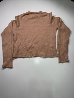 J. Crew Merino Wool Blend Peach Scoop-Neck Sweater with Subtle Sparkle thumbnail 8