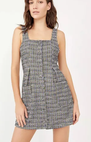 Free People Maxx Mini Shift Tweed Dress Size Large‎ Academia Old Money Preppy thumbnail 1