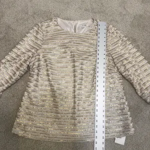 Boden 14 gold sequin 1/2 sleeve top formal blouse lined striped TB 3264 thumbnail 4