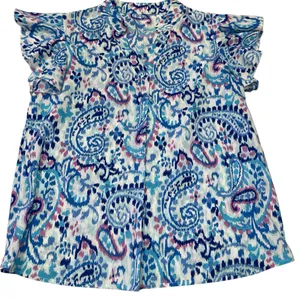 Vibrant Blue and White Blouse Size M thumbnail 5
