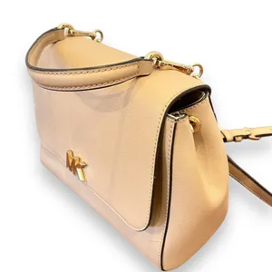Michael Kors | Mott Beige Leather Top Handle Satchel Crossbody Gold Hardware thumbnail 3
