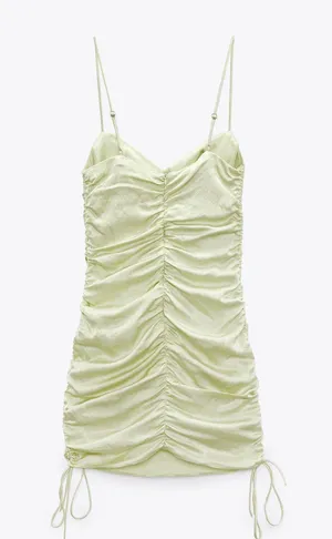 ZARA Satin Effect Ruched Drapped Mini Dress thumbnail 3