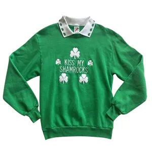 Vintage St. Patrick’s Day Shamrock Pullover Size S Cottage Grandmacore 90s thumbnail 1