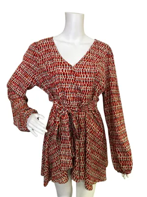Women’s Altari’d State Patterned V-Neck Tie-Waist Romper thumbnail 2
