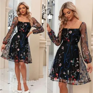 NWT JJ’s House Black Sheer Embroidered Dark Floral Romantic Dress Size M thumbnail 9