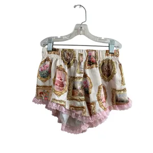 Sugar Thrillz Satin Print Lounge Shorts Coquette Lace Trim‎ Y2K Size S Cute thumbnail 2