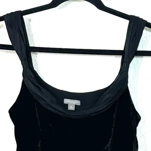 M Top Sleeveless velvet Cami Tank Top Vintage 90s Velvet Black Whimsigoth Grunge thumbnail 6