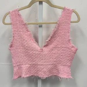 Zara Pink Textured‎ Tweed Women's 2 Piece Set Skort Cropped Top Med 2647/651/620 thumbnail 4