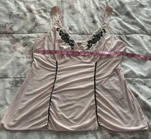 Pink Embroidered Babydoll Boho Pajama Top, size M thumbnail 6