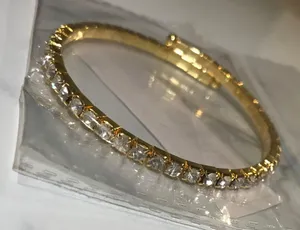 Faux Diamond Cuff Bracelet Gold thumbnail 1