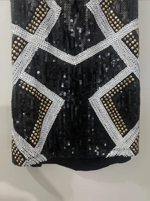 2B Bebe Black and Gold Sequin Halter Top thumbnail 3
