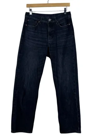 American Eagle 90s Boyfriend Solid Denim Jeans Black Dark Wash Relaxed Size 4 thumbnail 1