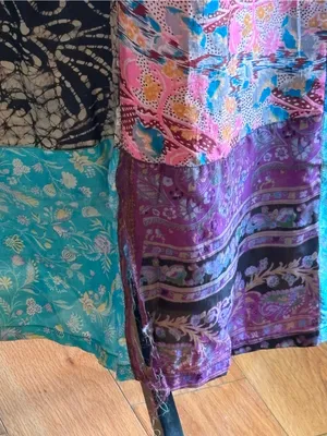 Sacred Threads Patchwork 100% Silk Maxi Dress size S/M *read* thumbnail 5