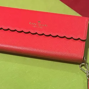 Kate Spade Vibrant Red Scalloped Phone Wallet- Excellent Condition thumbnail 1