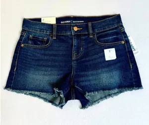 Old Navy Boyfriend Denim Shorts Women Size 2‎ Dark Wash Raw Hem Stretch NWT thumbnail 1