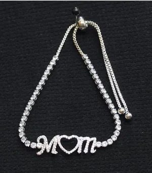 NEW Adjustable Slider Bracelet with Crystals Silver Gray / Clear thumbnail 1
