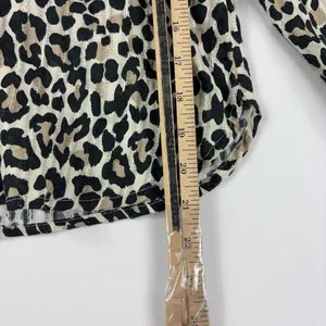 Pilcro Anthropologie Blouse Womens XS Beige Leopard Long Sleeve Ruffle Top thumbnail 7