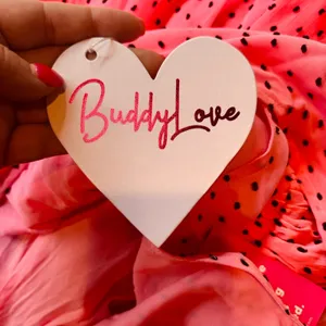 BuddyLove Melanie Tie Shoulder Mini Dress Pink Black‎ Polka Dot V-Neck Large NWT thumbnail 7