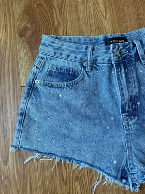 White fox bring the vibe denim shorts NWT thumbnail 2