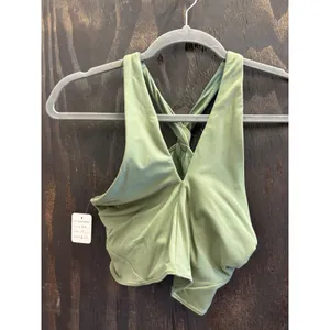 Lululemon Twisted Front Cross Back Sports Bra Olive Green Yoga Top Size M thumbnail 2