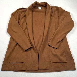 J Crew Chelsea Sweater Blazer Womens Large Brown Cardigan Cotton BA866 thumbnail 1