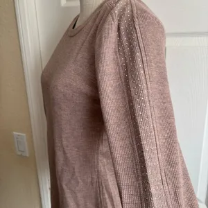 Marc New York Performance Top XL Mauve Waffle Knit Rhinestone Sleeve Thermal thumbnail 4