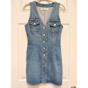 Reformation Colby Denim Mini Dress Blue Button Front‎ Sleeveless Size 4 thumbnail 2