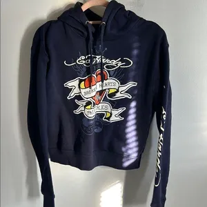Ed Hardy Broken Hearts Fairytales Navy Hoodie thumbnail 1