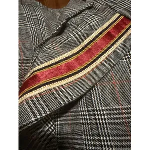 Zara Basic Womens Plaid Tapered Trousers Grey Glen Check Red‎ Side Stripe XS thumbnail 8