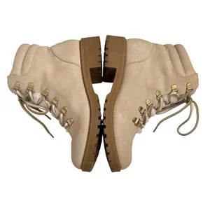 Shimmer Cream Faux Fur Trim Lace‎ Up Ankle Hiker Boots Size 6.5M Women's thumbnail 5