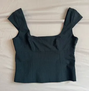 H&M Top Crop Grey Striped thumbnail 1