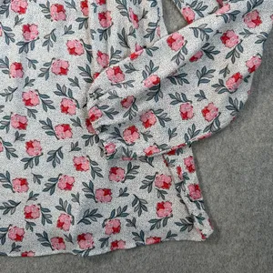 LOFT Women's Medium Floral Dotted Blouse Ruffle Neck Long Sleeve Button Top thumbnail 2