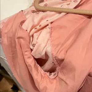 Free People Pink Floral Eyelet Blouse‎ medium thumbnail 7