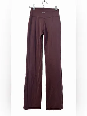 INGIA High Waist Flare Yoga Pants Plum Brown Sweetheart Seam 31” Inseam XS thumbnail 2