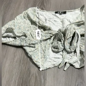 Lulus Sweet and Flirty Sage Green Floral Print‎ Two Piece Crop Top & Skirt XL thumbnail 9