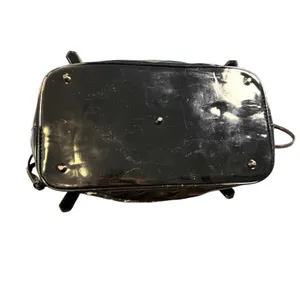 Floral Plaid Check Satchel Bag‎ Black White Patent Trim Purse Tote Crossbody thumbnail 9