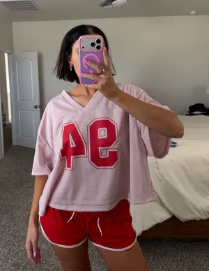 Old Navy Pink and red cropped jersey thumbnail 1