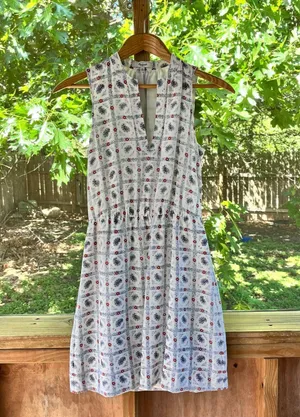 Madewell Women's Sleeveless Silk Mini Dress White Printed Size 00 thumbnail 1