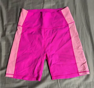 Wilo The Label Two Tone Pink Ribbed High Rise Bike Shorts Size L thumbnail 1