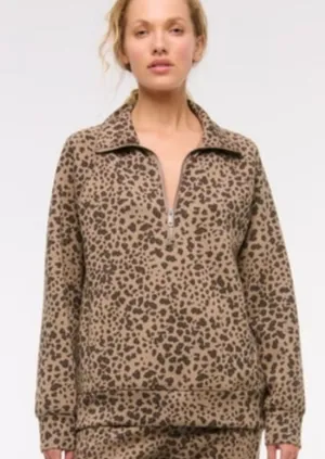 Abercrombie YPB Cheetah Print Half-Zip Pullover - Brown and Black Large thumbnail 1