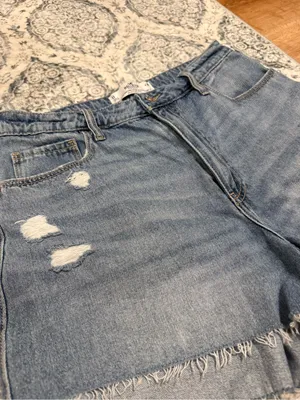 Hollister High-Rise Distressed Jean Shorts in Light Wash thumbnail 2