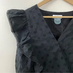 Lost + Wander Arula Black La Luna Eyelet Embroidered Ruffle Crop Top A 1X 14 thumbnail 3