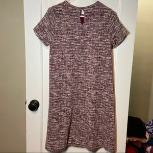 Anthropologie Antionette Dress Tweed Shift Short Sleeve Keyhole Maroon Pink S thumbnail 5