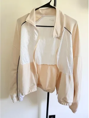 OFFLINE by Aerie Cream White Colorblock Full Zip Track Jacket XL thumbnail 1