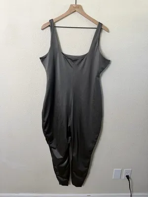 SKIMS All-In-One Shine Square‎ Neck Tank Jumpsuit Gunmetal Bodysuit Size 4X thumbnail 9