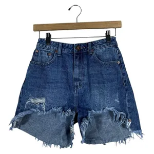One Teaspoon Legend Distressed Frayed Denim Shorts Blue Boho Edgy Size 22 thumbnail 3