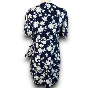 VICI Blue Floral Wrap Mini Dress Vneck Short Sleeve Spring Summer Size Medium thumbnail 8