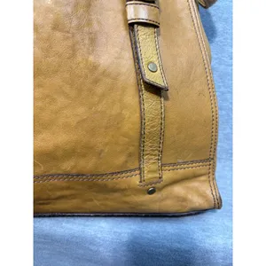 Vintage Fossil Mustard Yellow Pebbled Leather Tote Bag Brass Key Charm Boho thumbnail 6